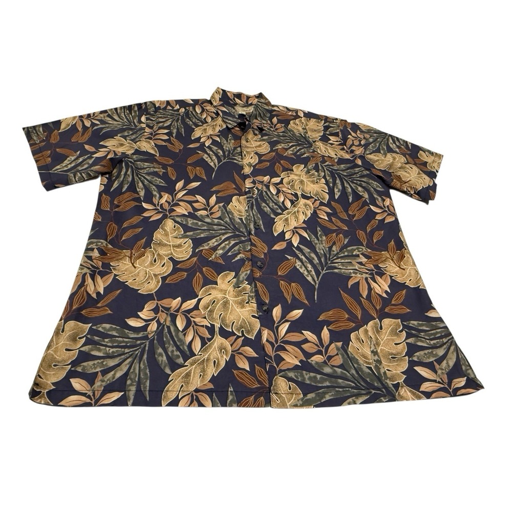 Vintage Tori Richard‎ Hawaiian Shirt Blue Floral Camp USA L
